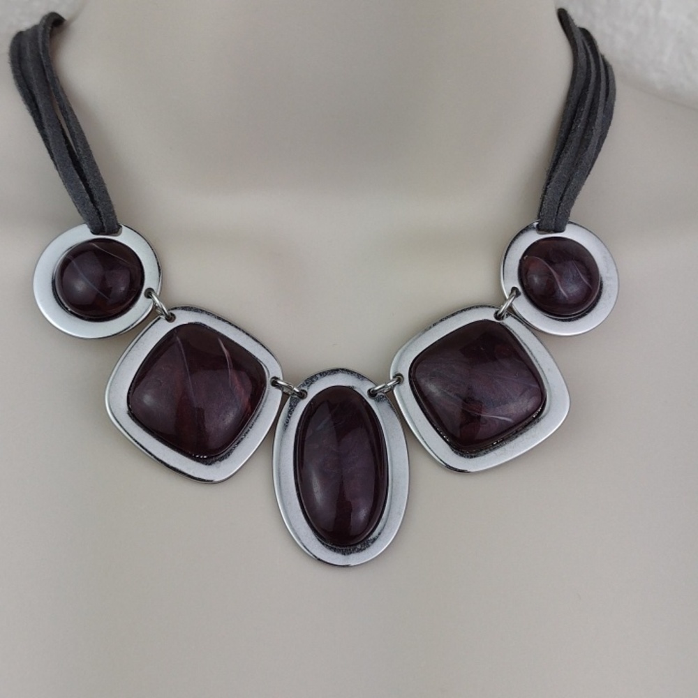 Purple Cabochon Necklace - Women's Fashion Jewelry